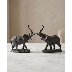 Elephant Book Ends Pair Cast Iron Heavy Detailed Animal Door Stop Art 8"x10" NEW